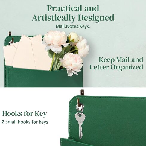 PU Leather Mail Holder Wall Mount Brown PU Leather Letter Holder Vintage Wall File Organizer 2 Ring Binder Hanging File Holder for Decor Storage Letter Postcards Bill Flowers Office Home in Kuwait