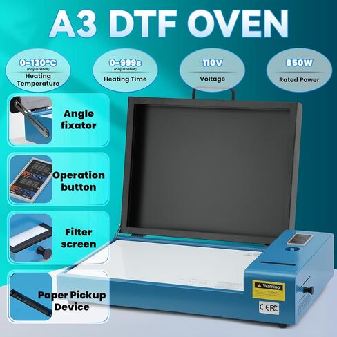 FAFAIR A3 L1800 DTF Printer with White Ink Mixing System & Auto Clean, DTF Printer Bundles Blue, High-Speed DTF Transfer Machine with 1 x Roll of Film, 5 x 250ml Ink and Powder (L1800+Oven+Software) in Kuwait