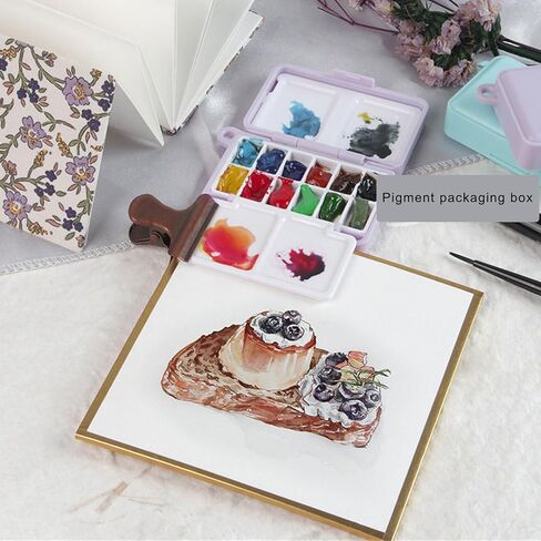 علبة الطلاء المائية 12 صناديق تخزين قابلة للطي صينية لخلط الأسلحة المائية الأكريليكات gouaches الحاويات الطالب الفني in Kuwait