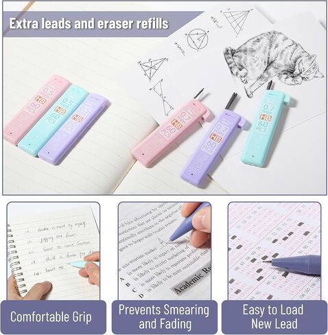 Mr. Pen- Pastel Mechanical Pencil مجموعة مع عبوات ومحركات الرصاص ، 6 حزمة ، أحجام 2 ، 0.5 0.7 مم ، مجموعة أقلام ميكانيكية جمالية in Kuwait