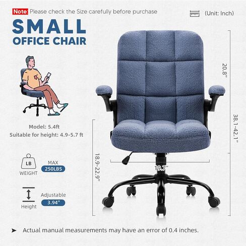 SEATZONE Executive Office Desk Chair High Back Ergonomic Task Chair Computer Faux Fur Chair Home Office Chairs with Lumbar Support, Blue in Saudi Arabia