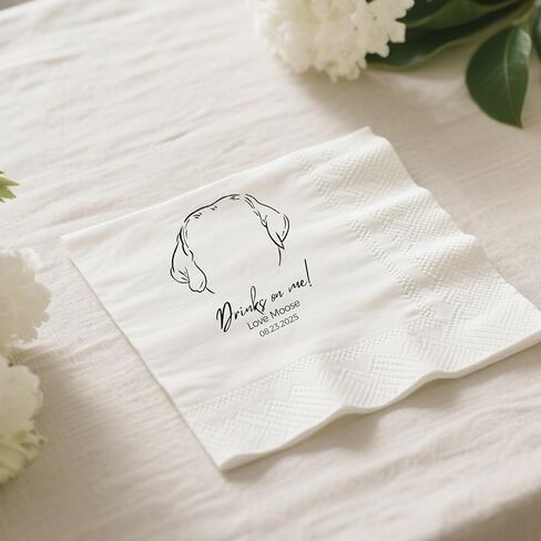 Custom Pet Wedding Napkins - High Quality Paper, Hand Designed with Dog or Cat Photos, Safe Ink, Wedding Napkins for Reception, Wedding Must Haves for Pet Owners, Personalized Outline Painting in Saudi Arabia