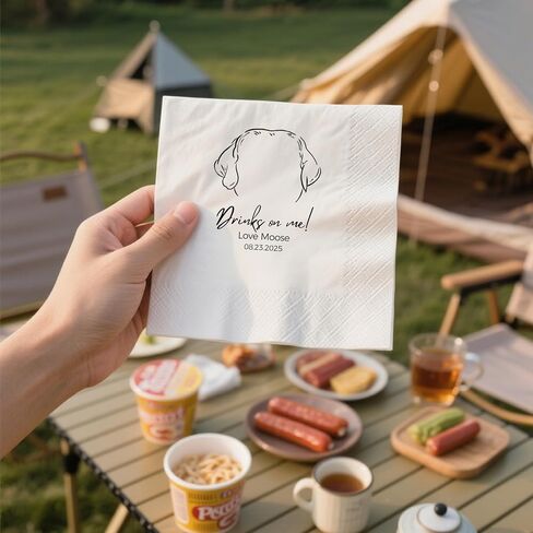 Custom Pet Wedding Napkins - High Quality Paper, Hand Designed with Dog or Cat Photos, Safe Ink, Wedding Napkins for Reception, Wedding Must Haves for Pet Owners, Personalized Outline Painting in Saudi Arabia