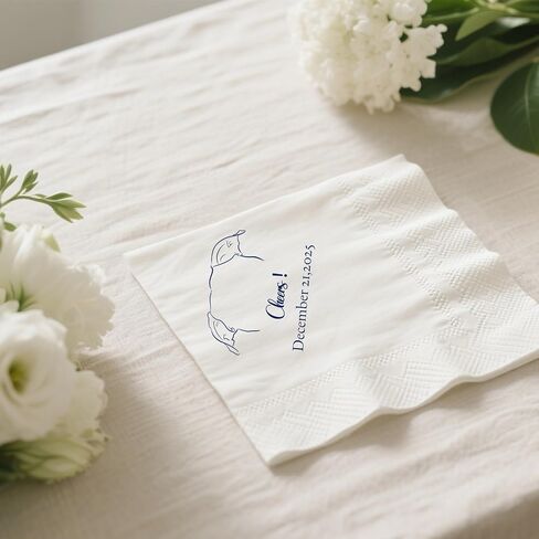 Custom Pet Wedding Napkins - High Quality Paper, Hand Designed with Dog or Cat Photos, Safe Ink, Wedding Napkins for Reception, Wedding Must Haves for Pet Owners, Personalized Outline Painting in Saudi Arabia