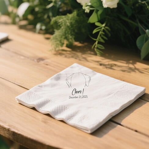 Custom Pet Wedding Napkins - High Quality Paper, Hand Designed with Dog or Cat Photos, Safe Ink, Wedding Napkins for Reception, Wedding Must Haves for Pet Owners, Personalized Outline Painting in Saudi Arabia