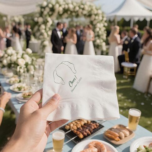 Custom Pet Wedding Napkins - High Quality Paper, Hand Designed with Dog or Cat Photos, Safe Ink, Wedding Napkins for Reception, Wedding Must Haves for Pet Owners, Personalized Outline Painting in Saudi Arabia