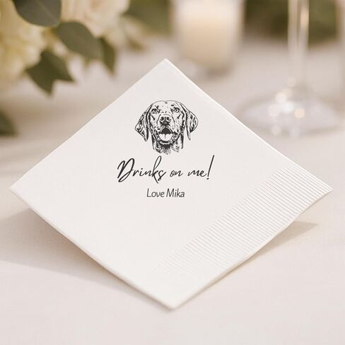 Custom Pet Wedding Napkins - High Quality Paper, Hand Designed with Dog or Cat Photos, Safe Ink, Wedding Napkins for Reception, Wedding Must Haves for Pet Owners in Saudi Arabia