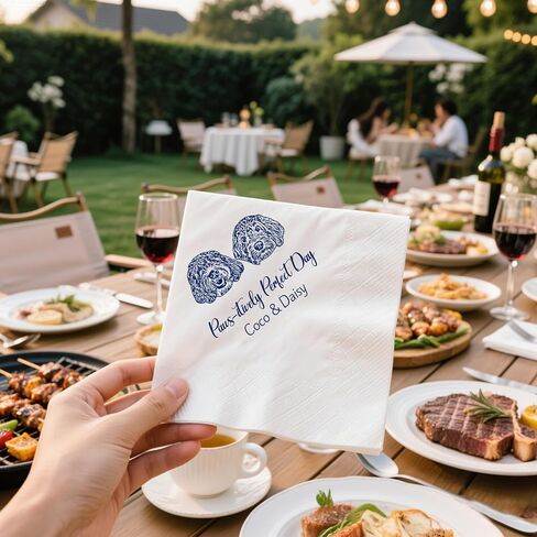 Custom Pet Wedding Napkins - High Quality Paper, Hand Designed with Dog or Cat Photos, Safe Ink, Wedding Napkins for Reception, Wedding Must Haves for Pet Owners in Saudi Arabia