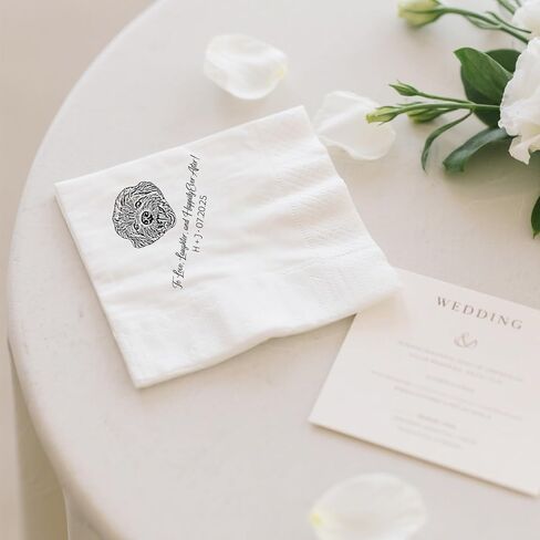 Custom Pet Wedding Napkins - High Quality Paper, Hand Designed with Dog or Cat Photos, Safe Ink, Wedding Napkins for Reception, Wedding Must Haves for Pet Owners in Saudi Arabia