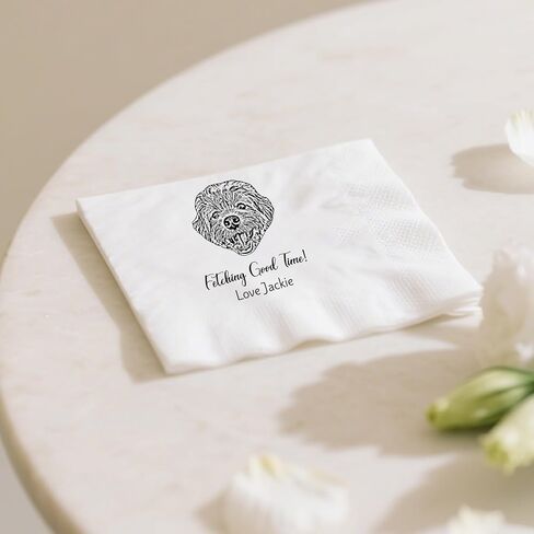 Custom Pet Wedding Napkins - High Quality Paper, Hand Designed with Dog or Cat Photos, Safe Ink, Wedding Napkins for Reception, Wedding Must Haves for Pet Owners in Saudi Arabia