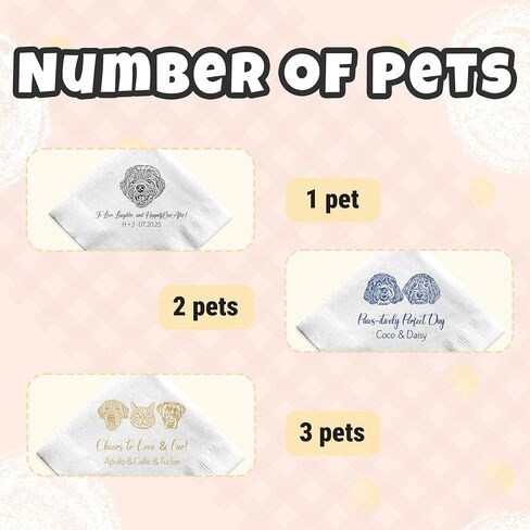 Custom Pet Wedding Napkins - High Quality Paper, Hand Designed with Dog or Cat Photos, Safe Ink, Wedding Napkins for Reception, Wedding Must Haves for Pet Owners in Saudi Arabia