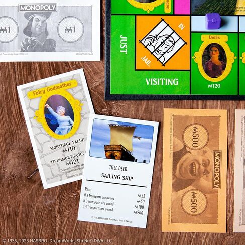 Monopoly: لعبة لوحة SHREK EDITION ، شراء ، بيع وتجارة ، شخصيات خيالية شهيرة مثل Shrek ، Donkey ، Puss N Boots & More ، لعبة عائلية كلاسيكية للأعمار 8+ ، MERCHANDISE المرخصة رسميًا in Saudi Arabia