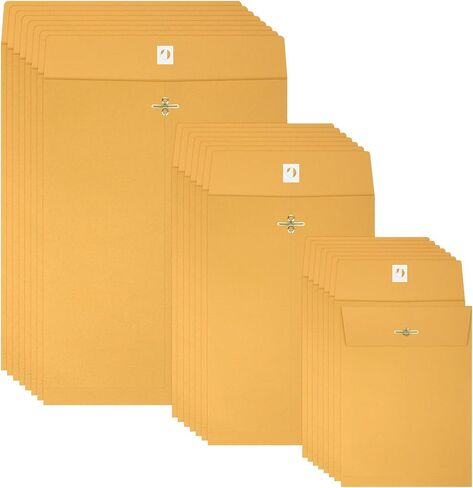 100 Pieces 3 Sizes Manilla Yellow Envelopes with Clasp Closure, Clasp Envelopes Paper for Filing, Storing Or Mailing Documents (5 x 7 Inch, 6 x 9 Inch, 9 x 12 Inch) in Saudi Arabia