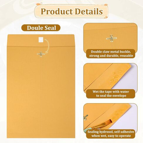 100 Pieces 3 Sizes Manilla Yellow Envelopes with Clasp Closure, Clasp Envelopes Paper for Filing, Storing Or Mailing Documents (5 x 7 Inch, 6 x 9 Inch, 9 x 12 Inch) in Saudi Arabia
