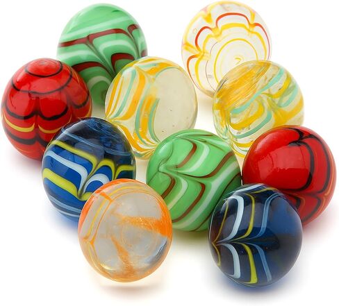 ARSUK Large Glass Shooter Marbles for Decoration 25mm/1 inch 10pcs Assorted Colour Marble Game, Marble Run Accessories Learning and Recreational, Sports & Outdoor Play (10pcs Handmade Marbles) in Kuwait