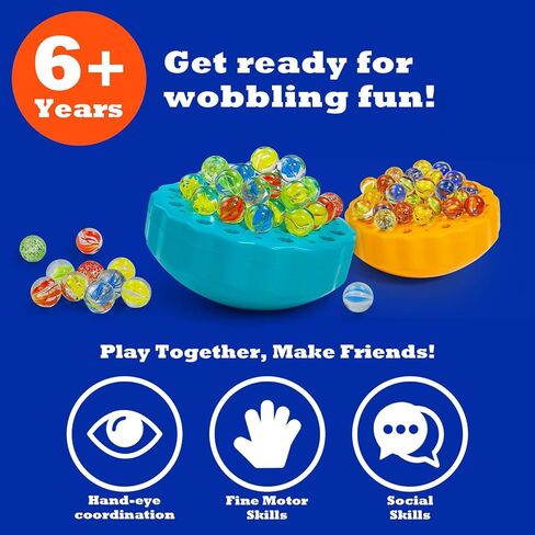 لعبة Wobble Marble - لعبة تكديس الرصيد للأطفال من 6 إلى 12 وعائلات - ألعاب حفلة عيد ميلاد ممتعة مع 60 رخامًا زجاجيًا وبطاقات تحدي - لعبة منضدة داخلية للاعبين من 1 إلى 4 لاعبين in Kuwait