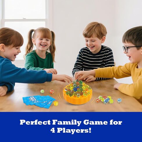 لعبة Wobble Marble - لعبة تكديس الرصيد للأطفال من 6 إلى 12 وعائلات - ألعاب حفلة عيد ميلاد ممتعة مع 60 رخامًا زجاجيًا وبطاقات تحدي - لعبة منضدة داخلية للاعبين من 1 إلى 4 لاعبين in Kuwait
