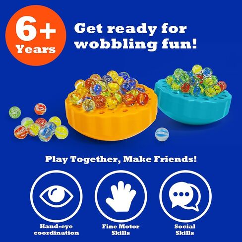 لعبة Wobble Marble - لعبة تكديس الرصيد للأطفال من 6 إلى 12 وعائلات - ألعاب حفلة عيد ميلاد ممتعة مع 60 رخامًا زجاجيًا وبطاقات تحدي - لعبة منضدة داخلية للاعبين من 1 إلى 4 لاعبين in Kuwait