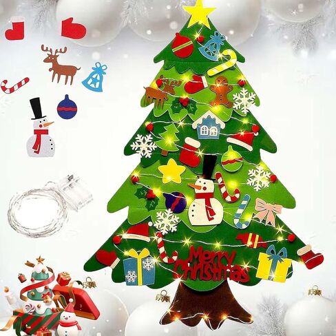 شعرت XGJLD شجرة عيد الميلاد للأطفال الصغار ، شجرة عيد الميلاد الصغيرة مع الأضواء ، DIY شعرت عيد الميلاد تري. in Kuwait
