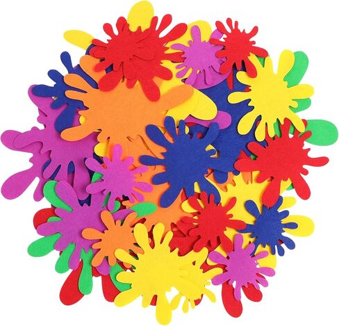 Dunzy 48 PCS Paint Splatter Cletouts 4 أحجام محسوسة الحصير الملونة - PROP PROP لوازم الطلاء دخن طاولة عيد ميلاد الطاولة لدخول المدرسة in Kuwait