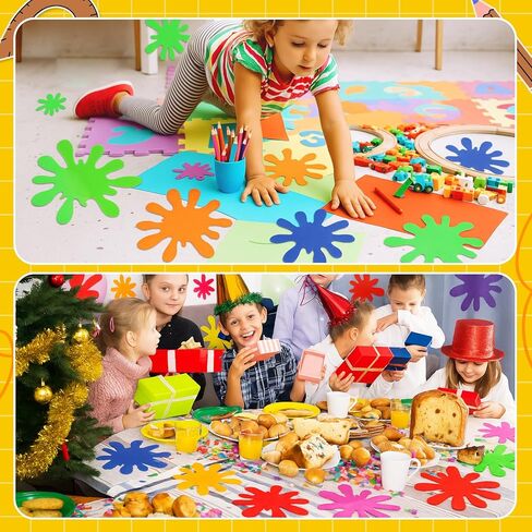 Dunzy 48 PCS Paint Splatter Cletouts 4 أحجام محسوسة الحصير الملونة - PROP PROP لوازم الطلاء دخن طاولة عيد ميلاد الطاولة لدخول المدرسة in Kuwait