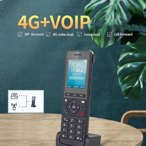 هاتف VbestLife 4G LTE WIFI Protable ، هاتف DECT Cordless VoIP ، هاتف مكتب مكتب مكتب منزلي ثابت مع شاشة ملونة 2.4 بوصة ، معرف المتصل in Saudi Arabia