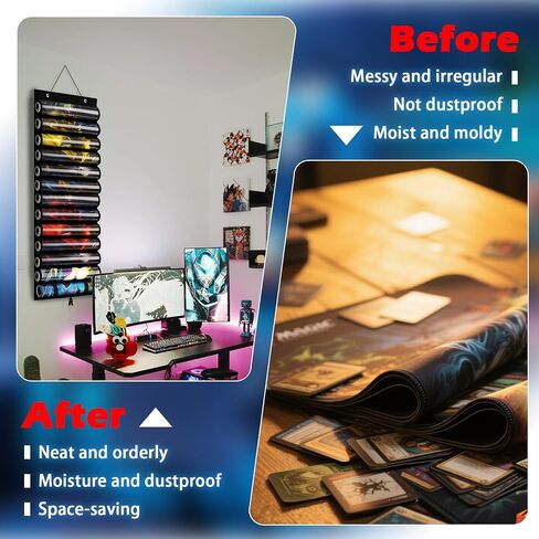Playmat Tube for MTG - Portable Hangable Door Organizer with 2 Hooks, Fits for 12+1 Card Game Storage with Clear Slots for TCG/RPG Mats (12 Tubes,Black) in Saudi Arabia