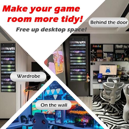 Playmat Tube for MTG - Portable Hangable Door Organizer with 2 Hooks, Fits for 12+1 Card Game Storage with Clear Slots for TCG/RPG Mats (12 Tubes,Black) in Saudi Arabia