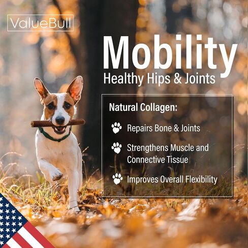 ValueBull USA Collagen Sticks for Small Dogs, 6 Inch Extra Thin Chews, Natural Dog Treats, 100 Count Bulk Pack - Promotes Joint, Skin & Coat Health with Glucosamine and Chondroitin in Kuwait