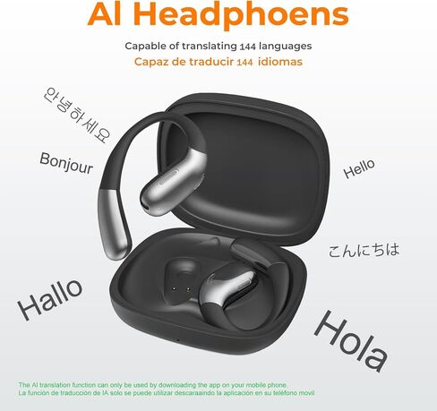 AI Translation Earbuds Real Time, 144 Language Translator Earbuds for iOS Android, Offline Mode Translation Headphones with APP, Wireless Earbuds Translating Device for Travel Business Learning in Saudi Arabia