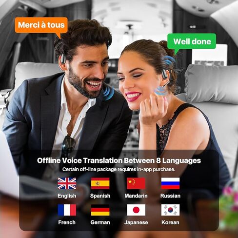 AI Translation Earbuds Real Time, 144 Language Translator Earbuds for iOS Android, Offline Mode Translation Headphones with APP, Wireless Earbuds Translating Device for Travel Business Learning in Saudi Arabia