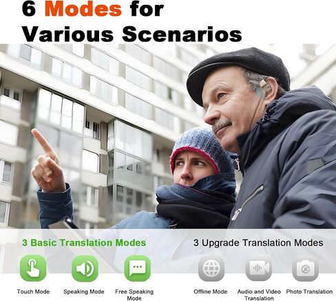 AI Translation أذن سماعات الأذن في الوقت الفعلي 144 اللغات ، شاشة LCD التي تعمل باللمس ، فتح أذن الأذن اللاسلكية المترجمة ، و Traductores español ، مع جهاز ترجمة التطبيق in Saudi Arabia