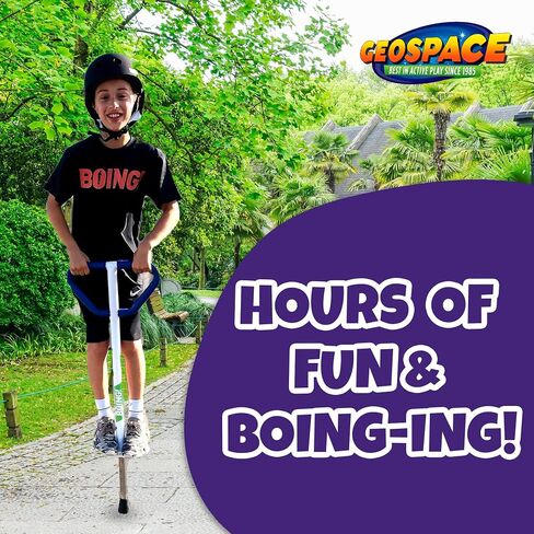 Geospace Jumparoo Boing! MAX Pogo Stick for Kids and Teens –Supports 90-160 lbs, Outdoor Toy for Girls & Boys – Active Play for Balance, Coordination, Fitness, Durable & Safe (Red with Blue wrap) in Kuwait
