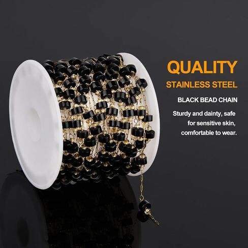 KYUNHOO 3.2 Yard Colorful Cylindrical Bead Chain for Jewelry Making Silver Necklace Craft Chains Bulk Thin Stainless Steel Jewelry Supplies with Lobster Clasps Jump Rings in Saudi Arabia