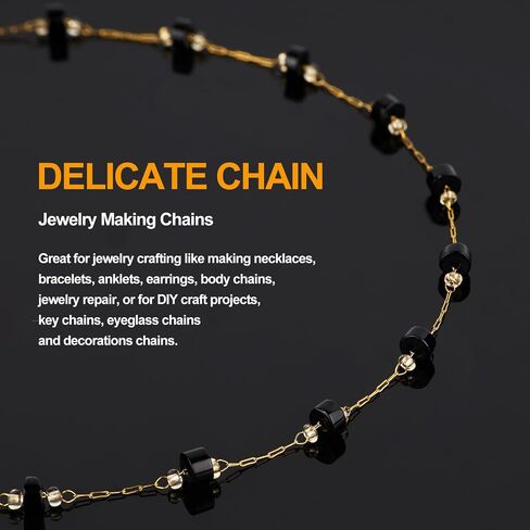 KYUNHOO 3.2 Yard Colorful Cylindrical Bead Chain for Jewelry Making Silver Necklace Craft Chains Bulk Thin Stainless Steel Jewelry Supplies with Lobster Clasps Jump Rings in Saudi Arabia