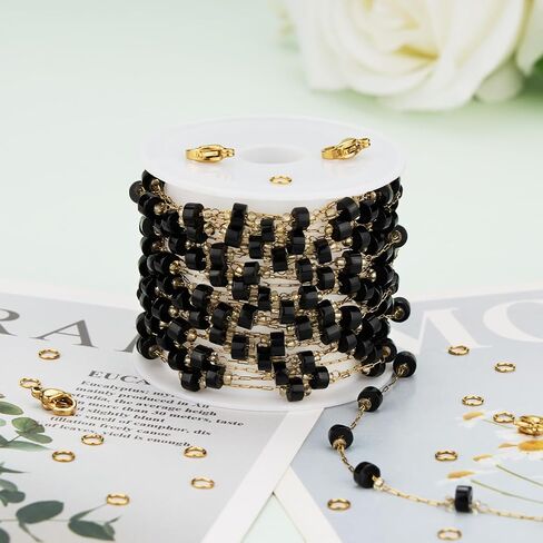 KYUNHOO 3.2 Yard Colorful Cylindrical Bead Chain for Jewelry Making Silver Necklace Craft Chains Bulk Thin Stainless Steel Jewelry Supplies with Lobster Clasps Jump Rings in Saudi Arabia