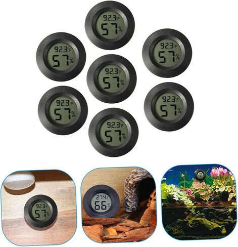 Hemoton 7pcs Mini Digital Hygerometer مقياس حرارة الرطوبة الدقيقة مراقبة درجة حرارة الرطوبة لخزانات الزواحف terrariums الدواجن الاستخدام الداخلي تصميم متين in Saudi Arabia