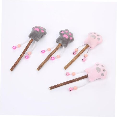 BESPORTBLE 4pcs Flannelette Cat Teaser Toys Lollipop Paw Shape Chewable Plush Interactive Playthings Grey Engaging Silvervine for Endless in Saudi Arabia