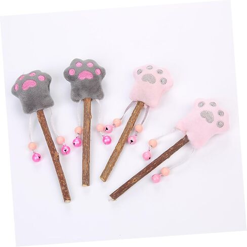 BESPORTBLE 4pcs Flannelette Cat Teaser Toys Lollipop Paw Shape Chewable Plush Interactive Playthings Grey Engaging Silvervine for Endless in Saudi Arabia