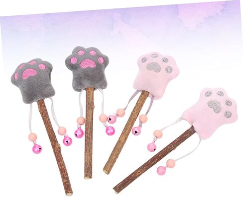 BESPORTBLE 4pcs Flannelette Cat Teaser Toys Lollipop Paw Shape Chewable Plush Interactive Playthings Grey Engaging Silvervine for Endless in Saudi Arabia
