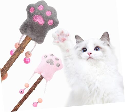 BESPORTBLE 4pcs Flannelette Cat Teaser Toys Lollipop Paw Shape Chewable Plush Interactive Playthings Grey Engaging Silvervine for Endless in Saudi Arabia