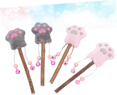 BESPORTBLE 4pcs Flannelette Cat Teaser Toys Lollipop Paw Shape Chewable Plush Interactive Playthings Grey Engaging Silvervine for Endless in Saudi Arabia