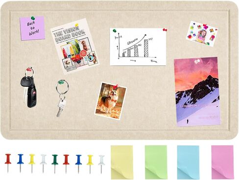 Vuzvuv Pink 28"x16" Large Cork Board with 50 Push Pins & Sticky Notes, Self-Adhesive Bulletin Board for Wall, Felt Pin Vision Board for Paste Notes,Schedules Offices Home in Kuwait