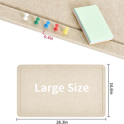 Vuzvuv Pink 28"x16" Large Cork Board with 50 Push Pins & Sticky Notes, Self-Adhesive Bulletin Board for Wall, Felt Pin Vision Board for Paste Notes,Schedules Offices Home in Kuwait