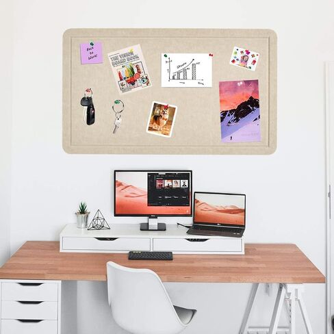 Vuzvuv Pink 28"x16" Large Cork Board with 50 Push Pins & Sticky Notes, Self-Adhesive Bulletin Board for Wall, Felt Pin Vision Board for Paste Notes,Schedules Offices Home in Kuwait