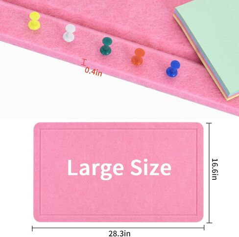 Vuzvuv Pink 28"x16" Large Cork Board with 50 Push Pins & Sticky Notes, Self-Adhesive Bulletin Board for Wall, Felt Pin Vision Board for Paste Notes,Schedules Offices Home in Kuwait