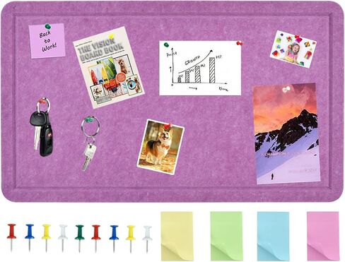 Vuzvuv Pink 28"x16" Large Cork Board with 50 Push Pins & Sticky Notes, Self-Adhesive Bulletin Board for Wall, Felt Pin Vision Board for Paste Notes,Schedules Offices Home in Kuwait