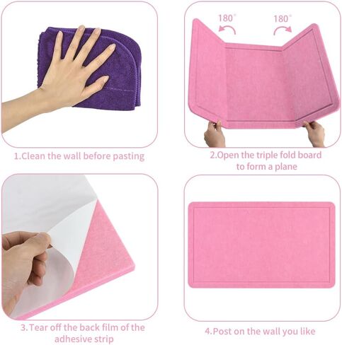 Vuzvuv Pink 28"x16" Large Cork Board with 50 Push Pins & Sticky Notes, Self-Adhesive Bulletin Board for Wall, Felt Pin Vision Board for Paste Notes,Schedules Offices Home in Kuwait