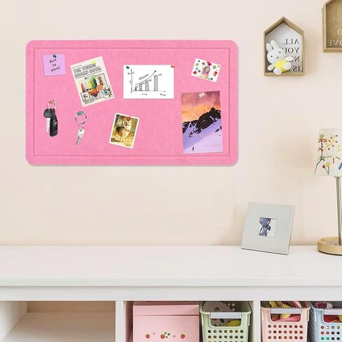 Vuzvuv Pink 28"x16" Large Cork Board with 50 Push Pins & Sticky Notes, Self-Adhesive Bulletin Board for Wall, Felt Pin Vision Board for Paste Notes,Schedules Offices Home in Kuwait