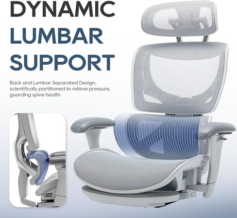 COLAMY Ergonomic Mesh Office Chair, High Back Computer Executive Desk Chair with Adjustable Headrest and 4D Arms, Slide Seat, Tilt Lock-Light Grey in Kuwait